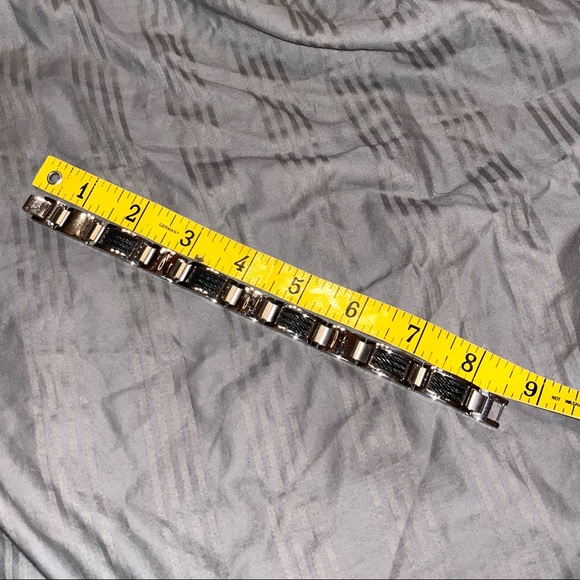 Mens bracelet STAINLESS STEEL 8.5” beautiful silver & black FINAL REDUCED PRICE - Picture 9 of 15